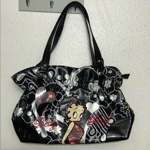 Betty Boop Floral Black and White Shoulder Bag